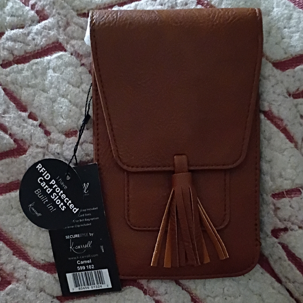 Brown RFID Protected Card Holder with Tassel